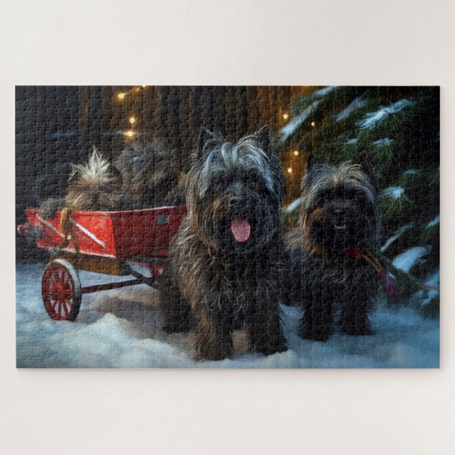 Puzzle Decoración de los Navidades del Affenpinscher Snow (Horizontal)