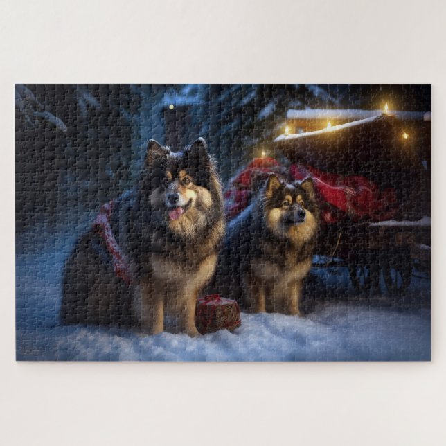 Puzzle Decoración de los Navidades finlandeses Lapphund S (Horizontal)