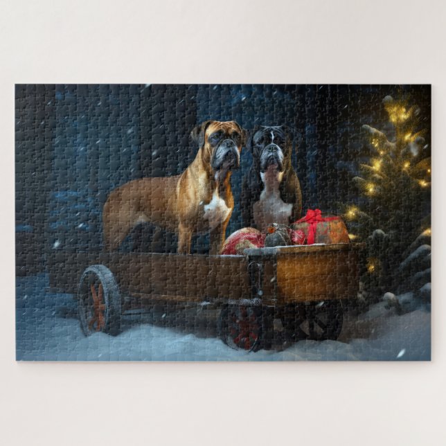 Puzzle Decoración de Navidades Boxer Snowy Sleigh (Horizontal)