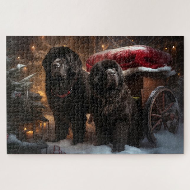 Puzzle Decoración de Navidades de Newfoundland Snowy Slei (Horizontal)