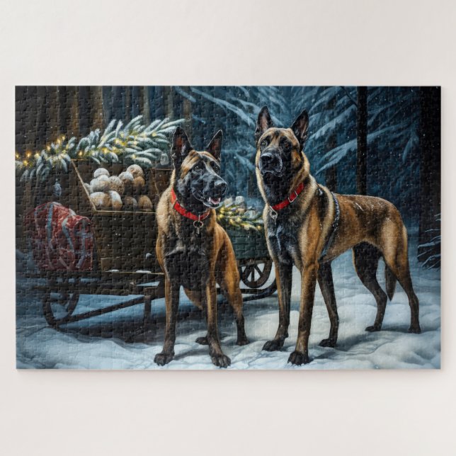 Puzzle Decoración de Navidades malineses Snowy Sleigh (Horizontal)