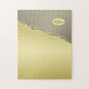 Puzzle Decoración de oro de lujo en oro y plata, Monogram