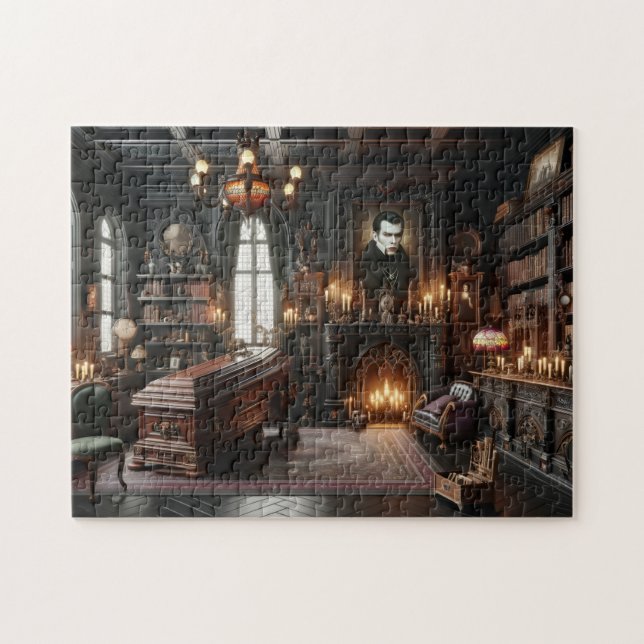 Puzzle Decoración gótica para el hogar de la biblioteca d (Horizontal)