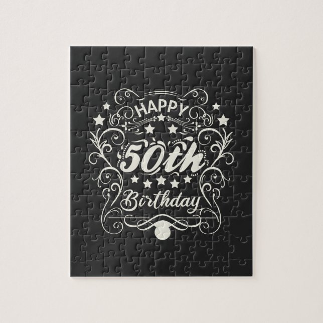 Puzzle Decorativo ornamental Feliz 50 cumpleaños. (Vertical)