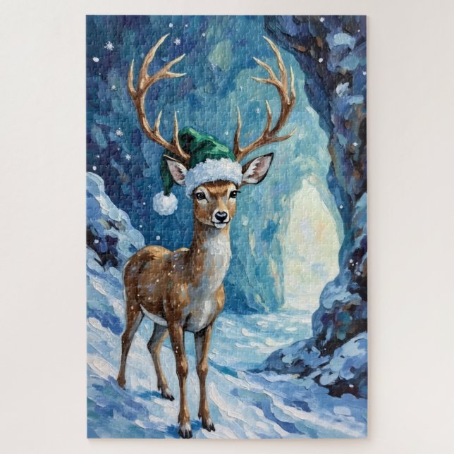 Puzzle Deer of the Icy Christmas Cave Hat (Vertical)