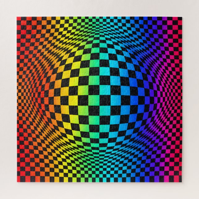 Puzzle Deformación de tablero de ajedrez arcoíris (Vertical)