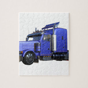 Puzzle Del azul camión metálico del tractor remolque se