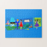 Puzzle del Fiesta de cócteles de las Palmas Atómic<br><div class="desc">Este Puzzle Fiesta de cócteles de la Palm Atómica Springs es la sofisticación kitschy en su más fabulosa! El estilo de los años 60, de diseño minimalista, cuenta con una chimenea de piedra moderna de mediados de siglo, a la sombra del azul, que se coordina perfectamente con el cobalto luminoso...</div>