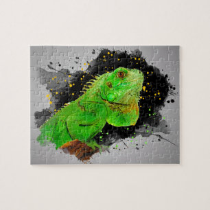 Puzzle del reptil verde iguana