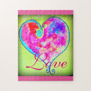 Puzzle del rosa amor del corazón swirly