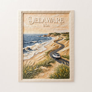 Puzzle Delaware Viaje Vintage Carretera Costera Texturiza