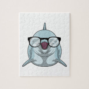 Puzzle Delfín como nerd con lentes