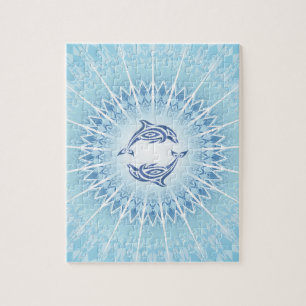 Puzzle Delfines azules Mandala