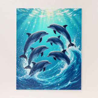 Puzzle Delfines de la ola oceánica