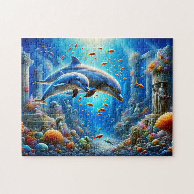 Puzzle Delfines en Atlántida Encantan el Océano (Horizontal)
