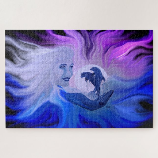 Puzzle Delfines en la luna (Horizontal)
