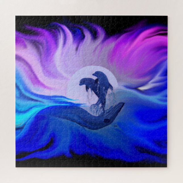 Puzzle Delfines en la luna (Horizontal)