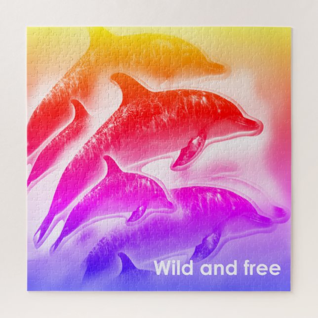 Puzzle Delfines en un arco iris (Vertical)
