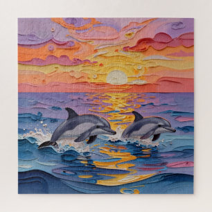 Puzzle Delfines Impasto y olas del océano  