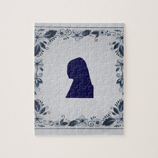 Puzzle Delft Chica de azulejos azules con Pearl Earring (Vertical)