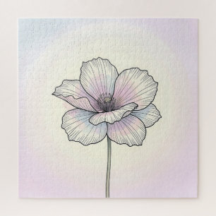 Puzzle Delicada Flor de Amapola Pastel