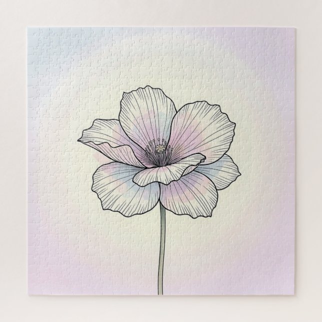Puzzle Delicada Flor de Amapola Pastel (Vertical)