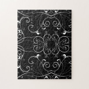 Puzzle Delicado patrón floral repetitivo en blanco sobre