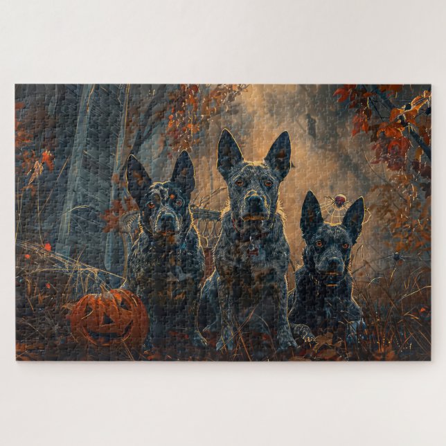 Puzzle Delicia Nocturna de Halloween para Blue Heeler (Horizontal)