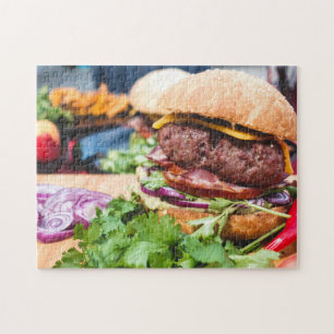 Puzzle Deliciosa Hamburguesa Con Todos Los Fixins