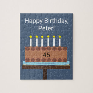 Puzzle Delicioso pastel de cumpleaños de chocolate: gris