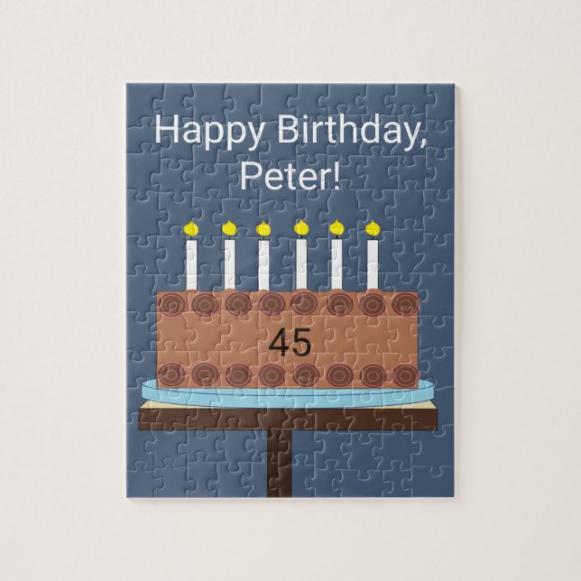 Puzzle Delicioso pastel de cumpleaños de chocolate: gris  (Vertical)