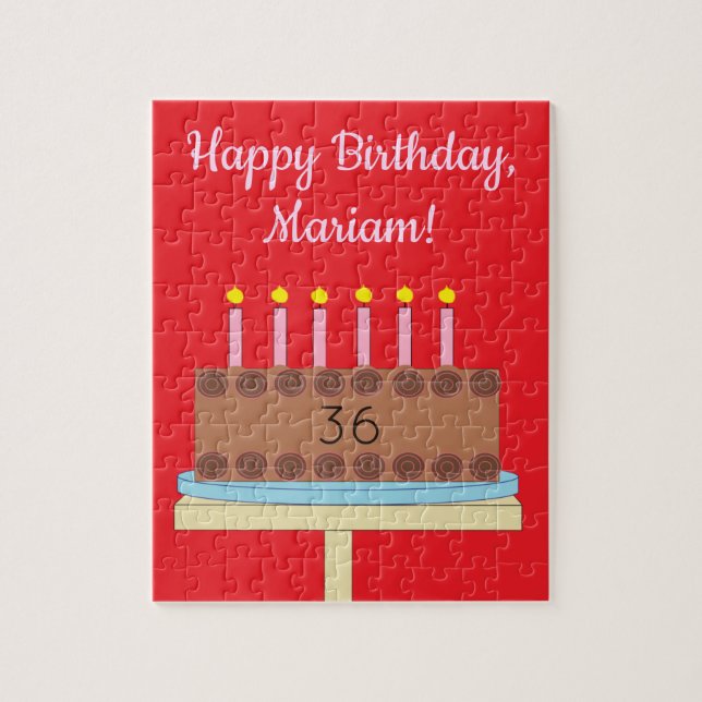 Puzzle Delicioso pastel de cumpleaños de chocolate: Rojo (Vertical)