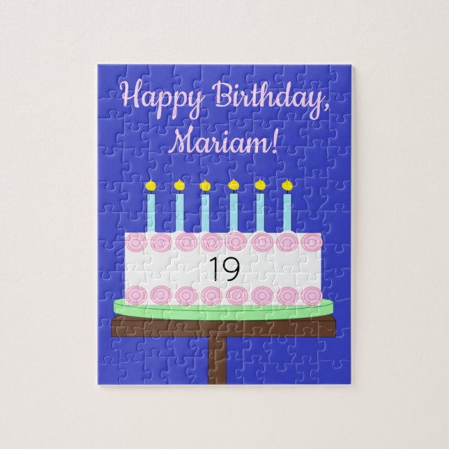 Puzzle Delicioso pastel de cumpleaños de vainilla: Azul (Vertical)