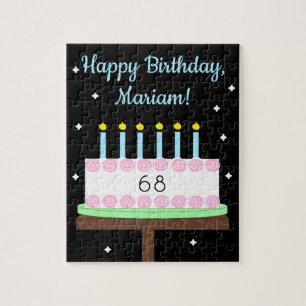 Puzzle Delicioso pastel de cumpleaños de vainilla con est