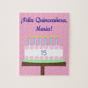 Puzzle Delicioso pastel de quinceañera de vainilla - Espa
