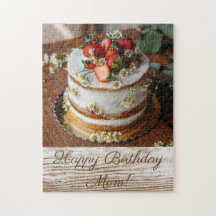Delicious Cake Topped with Strawberries Birthday