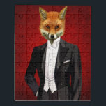 Puzzle Demanda De La Noche De Fox, Retrato<br><div class="desc">Demanda nocturna de Fox,  retrato de Fab Funky.  Presenta un zorro bien vestido contra un fondo rojo felíz. | 190731D</div>
