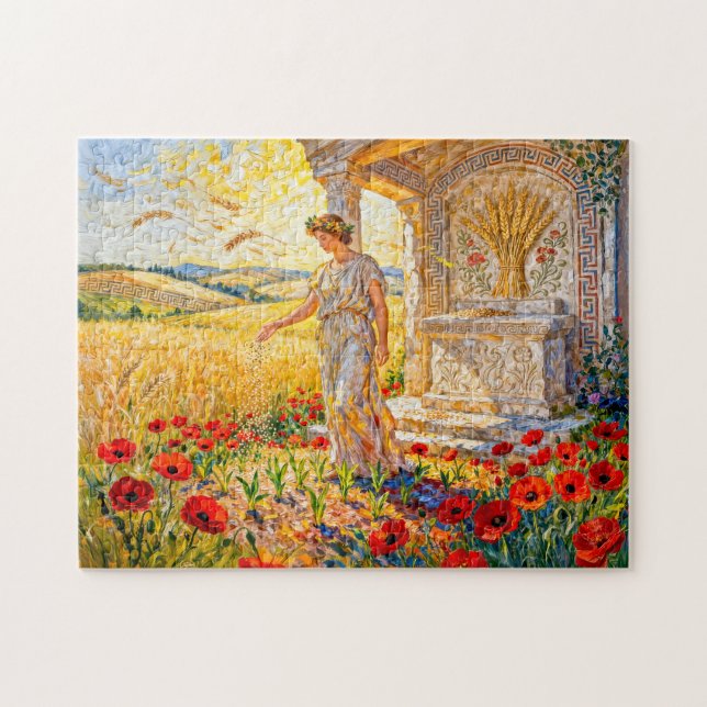 Puzzle Demeter Sowing Grain by Field Altar Among Poppies  (Horizontal)
