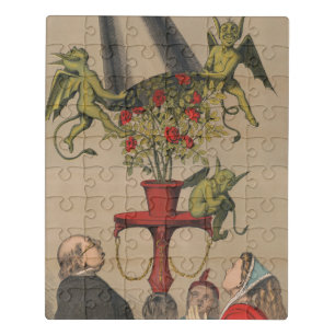 Puzzle Demonios verdes quitando la cubierta del Bouquet d