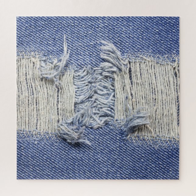 Puzzle Denim azul roto: textura de jeans. (Vertical)