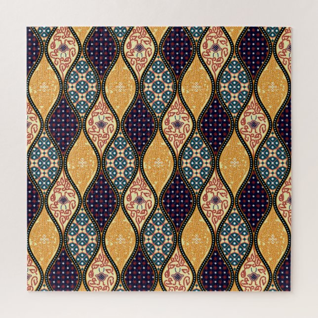Puzzle Denim Blue Art Nouveau: sin foco (Vertical)