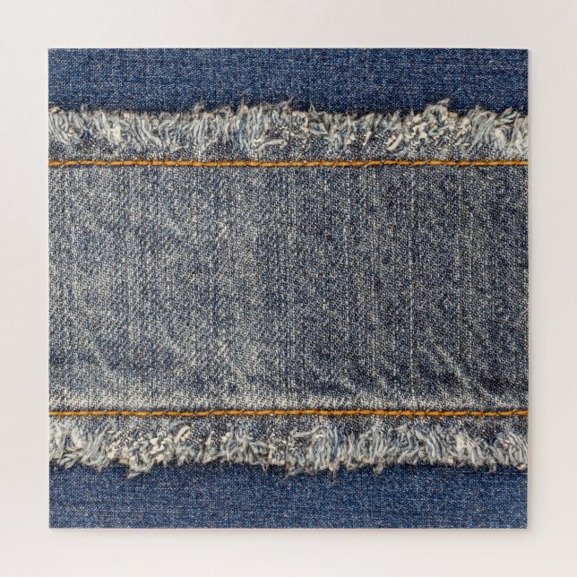 Puzzle Denim Blue Jeans: Parche doble Casual (Vertical)