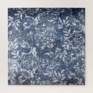 Puzzle Denim Floral Faded: Fondo Texturado Grungy