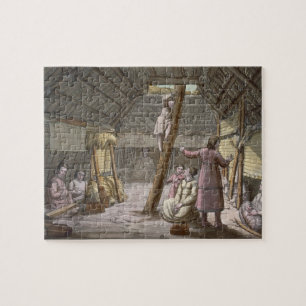 Puzzle Dentro de una casa en Alaska (grabado del color)