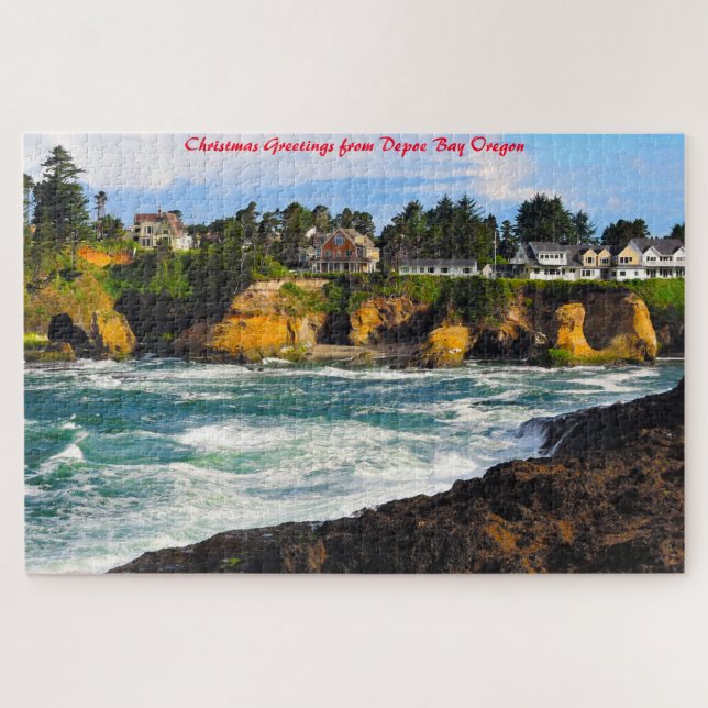 Puzzle Depoe Bay Oregon. Saludos de Navidad (Horizontal)