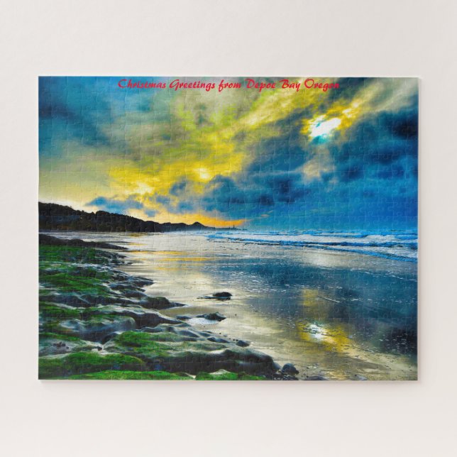 Puzzle Depoe Bay Oregon. Saludos de Navidad (Horizontal)