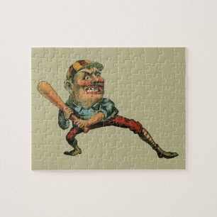 Puzzle Deportes Antiguos, Jugador de Béisbol Enfadado bat