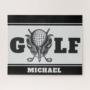 Puzzle Deportes de Black Gray Personalized GOLF Ball Tee