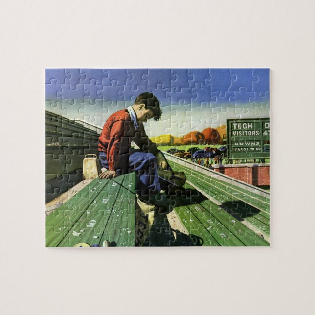 Puzzle Deportes de época, fanático del fútbol triste con  (Horizontal)