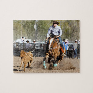 Puzzle Deportes occidentales de rodeo de vaquero atando t
